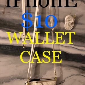 White iPhone Wallet Case with Strap